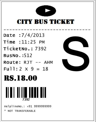 city bus ticket
